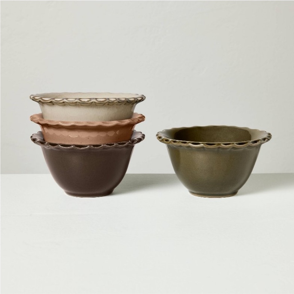 4pc 4oz Stoneware Carved Edge Prep Bowls - Hearth & Hand™ with Magnolia
